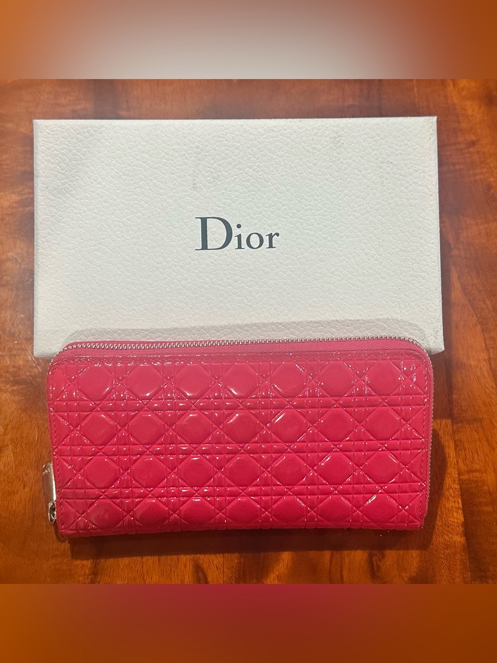 PRISTINE Christian Dior Lady Dior Wallet - Quilted Cannage Hot Pink (Full Set)
